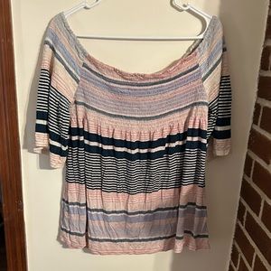 Smocked pastel stripes Spring blouse